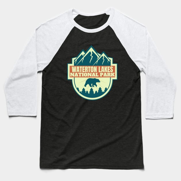 Waterton Lakes National Park Baseball T-Shirt by FullOnNostalgia